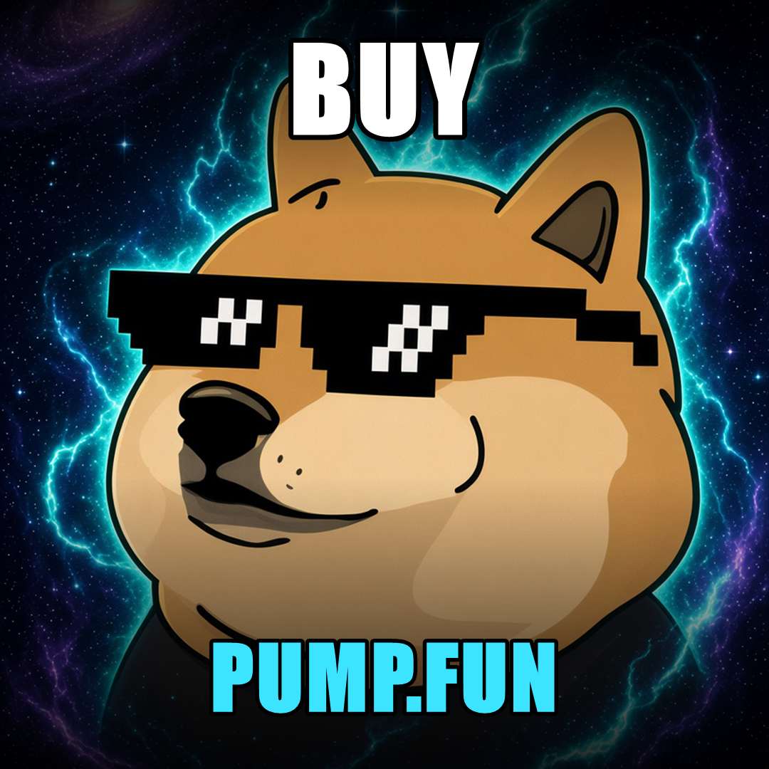 Doge meme that says buy on pump.fun