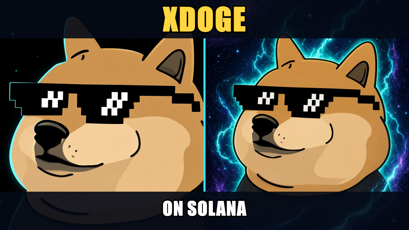 Logo and doge side by side, XDOGE on Solana